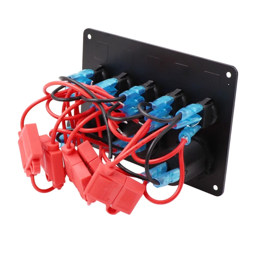 5 банд переключатель панель Цифровой вольтметр двойной USB порт 12 В выход