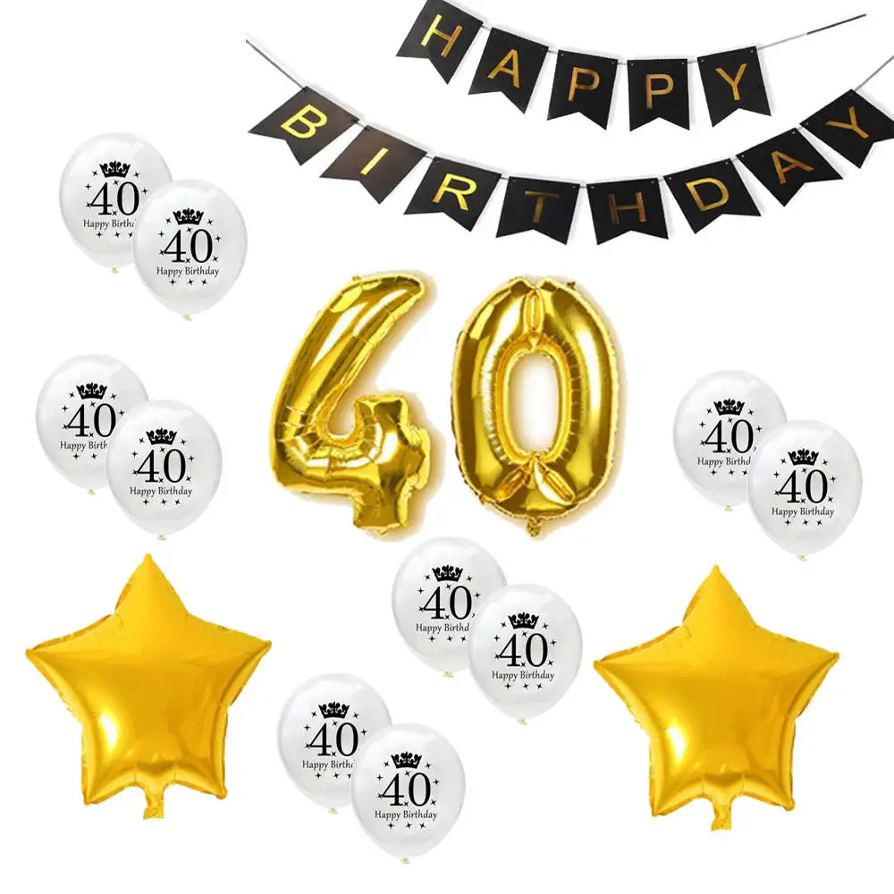 Товары для взрослых 30th 40th 50th День рождения воздушные шары с днем баннер Золотой