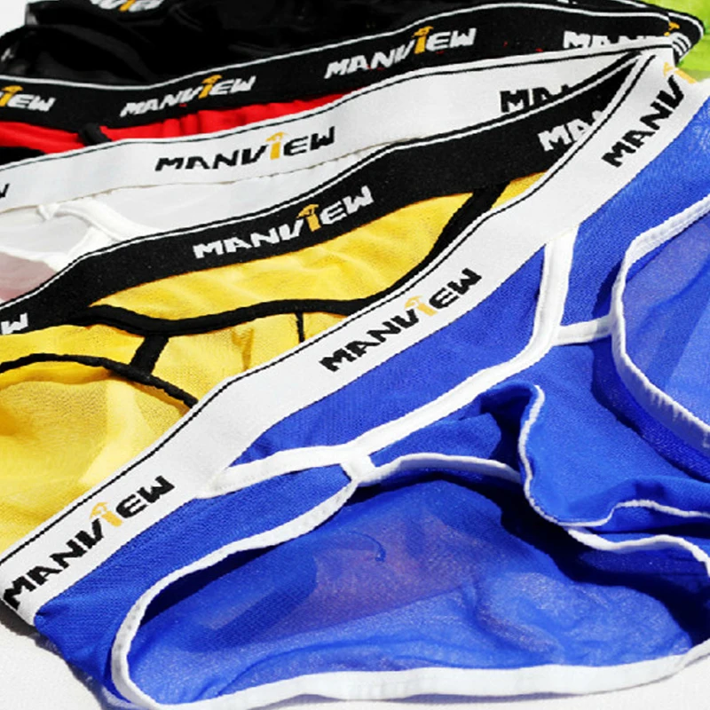 Трусы брифы мужские прозрачные мягкие нейлоновые сетчатые пикантное нижнее