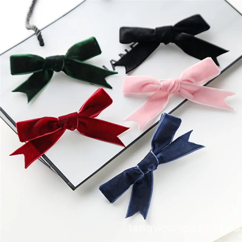 Бархатная заколка для волос PINKSEE винно красный черный темно зеленый розовый