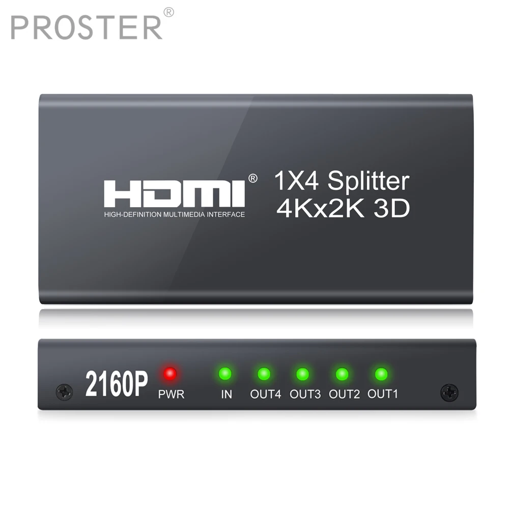 PROZOR 4 канальный HDMI совместимый сплиттер поддержка 4K x 2K 3D расстояние передачи до 7
