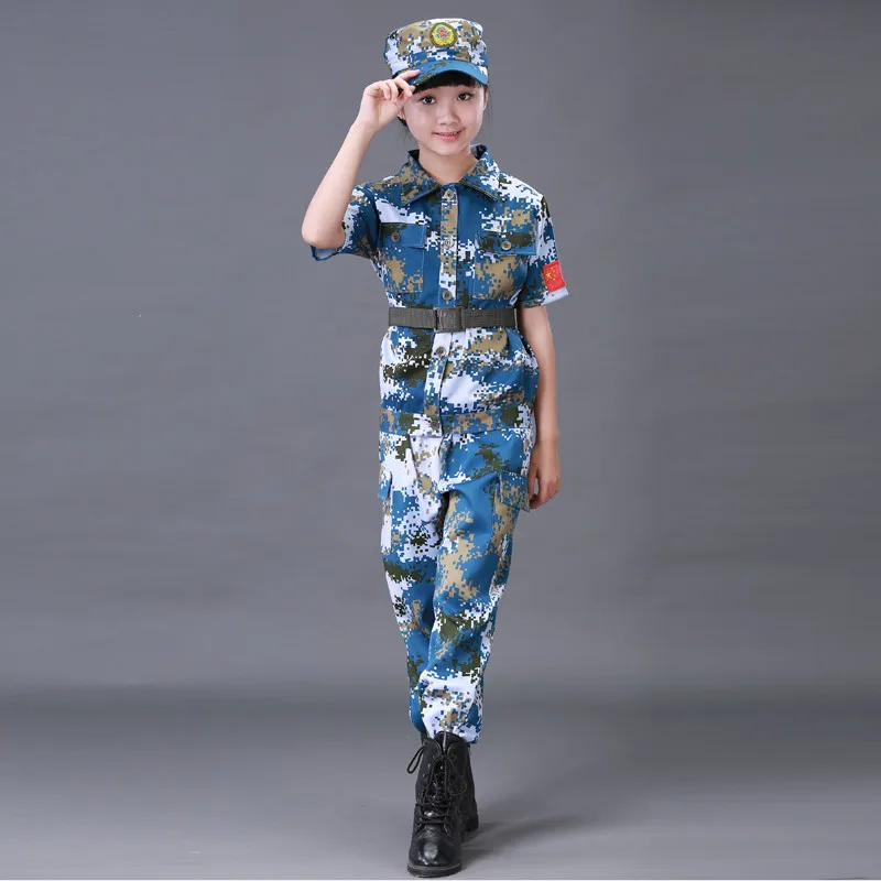 Детский Камуфляжный костюм в стиле милитари морского солдата сценический для