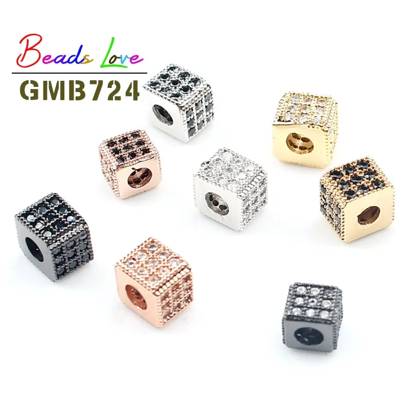 3 шт./лот 6*5 мм Металлический Micro Pave циркониевые кристаллы квадратный Форма медные