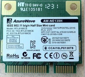 AzureWave AW-NE139H RTL8188CE 150 Мбит/с мини PCIe PCI-Express Wlan Беспроводной Wi-Fi кард | Компьютеры и
