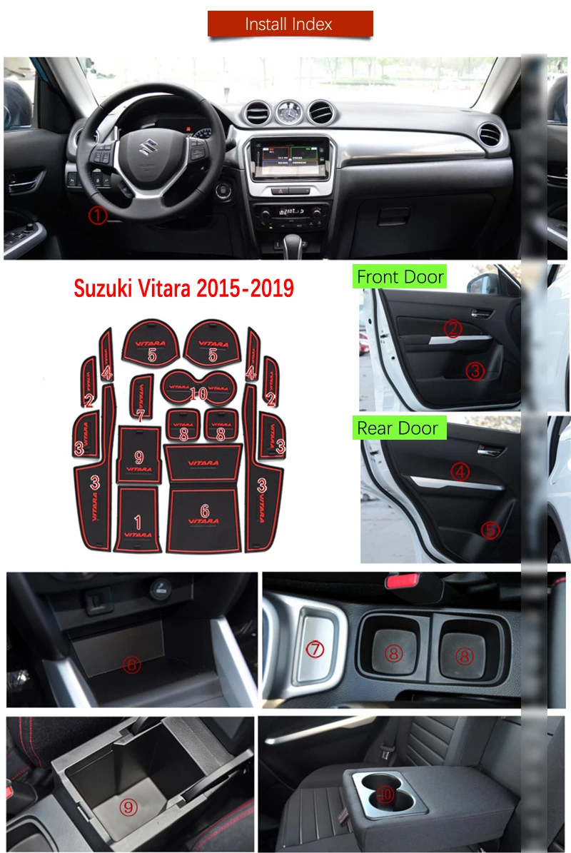 Противоскользящий коврик для ворот резиновые подставки Suzuki Vitara 2015 2016 2017 2018 2019 LY
