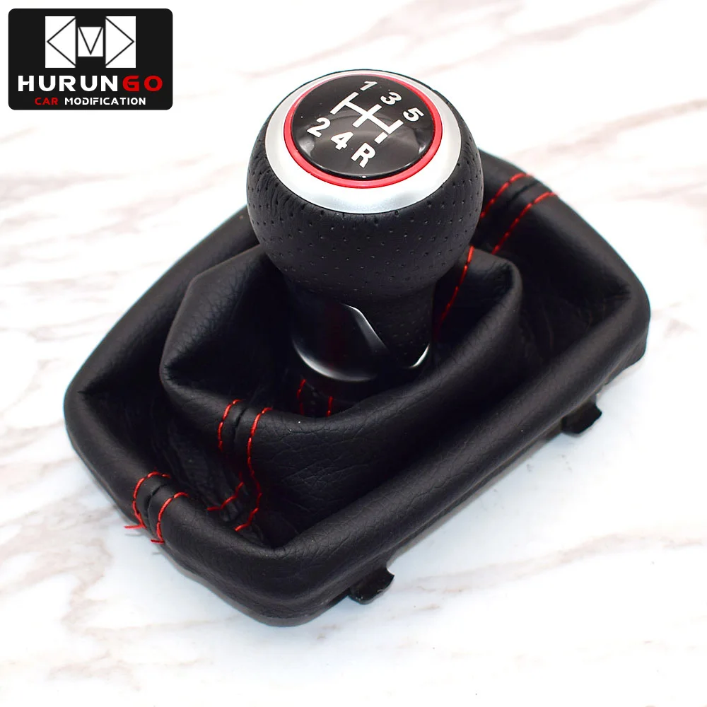 5 Speed-Red 01 5 Скорость 6 Скорость автомобиля Шестерни рычаг переключения передач Ручка гетры загрузки чехол Красная строчка для Audi A3 S3 2001 2002 2003 12 мм - Название цвета: 5 Speed-Red 01