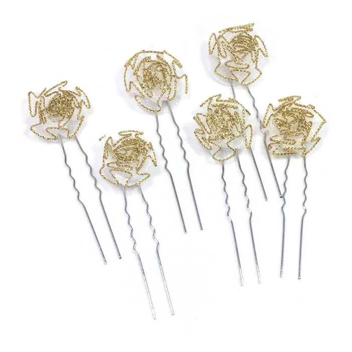 6 шт модные u образные Форма Роза из ткани имитирующий для волос в форме цветка