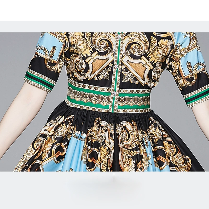 2019 new women's dresses with Print dress Vintage V-Neck | Женская одежда
