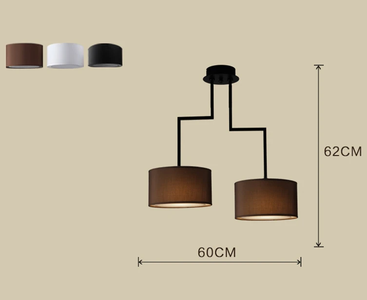 2 light dia60 H60cm Современный минимализм светодиодная Люстра для гостиной неправильный блеск E27 ткань оттенков люстра освещение, лампа для установки в помещении светильники - Цвет абажура: 2 light dia60 H60cm
