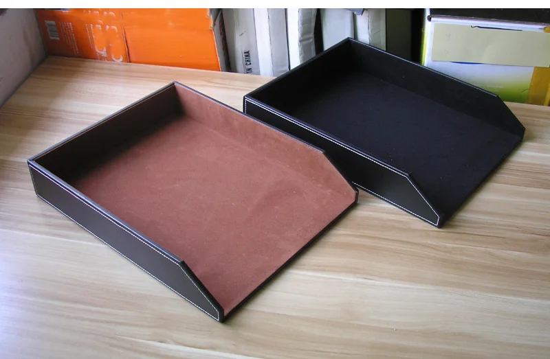 Папка органайзер для хранения документов из кожи и дерева|document tray|desk filepaper tray