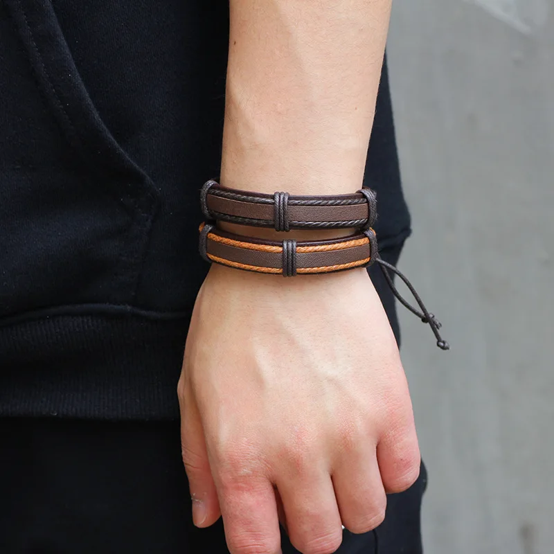 5 шт. простой дизайн унисекс для женщин и мужчин кожаный Шарм спортивные браслеты
