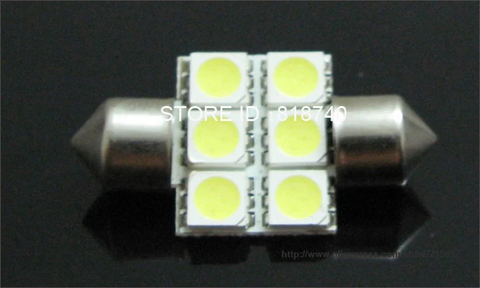 2 шт./лот 31 мм 5050 SMD 6 светодиодная Белая Гирлянда Лампа для двери DC12V купольная