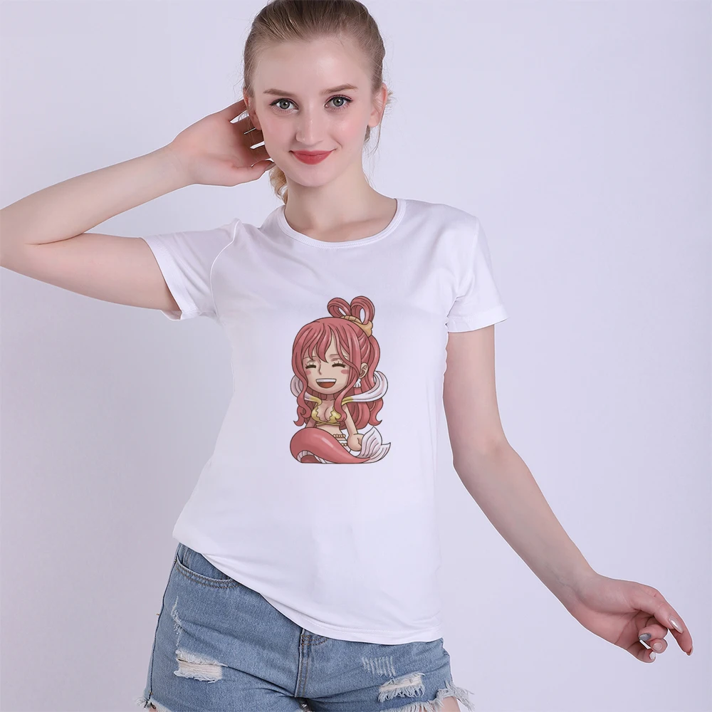 Японская аниме одна штука милый мультфильм Луффи модал Женская белая футболка