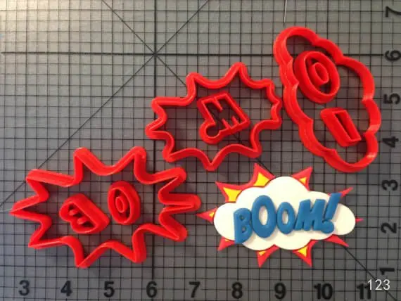 Pow серия формочка для печенья на заказ 3D напечатанная формочка для торта помадка кекс Топ формочка для печенья Набор Кухонные формы аксессуары - Цвет: boom 4 inch