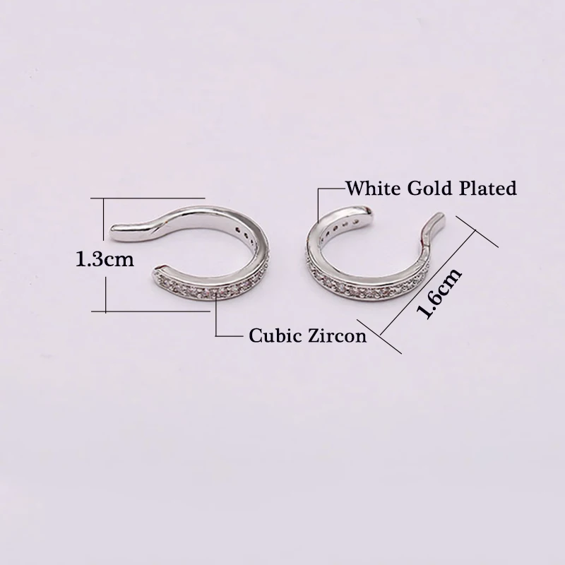 Модные каффы для ушей, Micro Pave CZ Циркон, круглые клипсы для ушей, серебряный цвет, не прокалываются, маленькие серьги, каффы для женщин и девушек