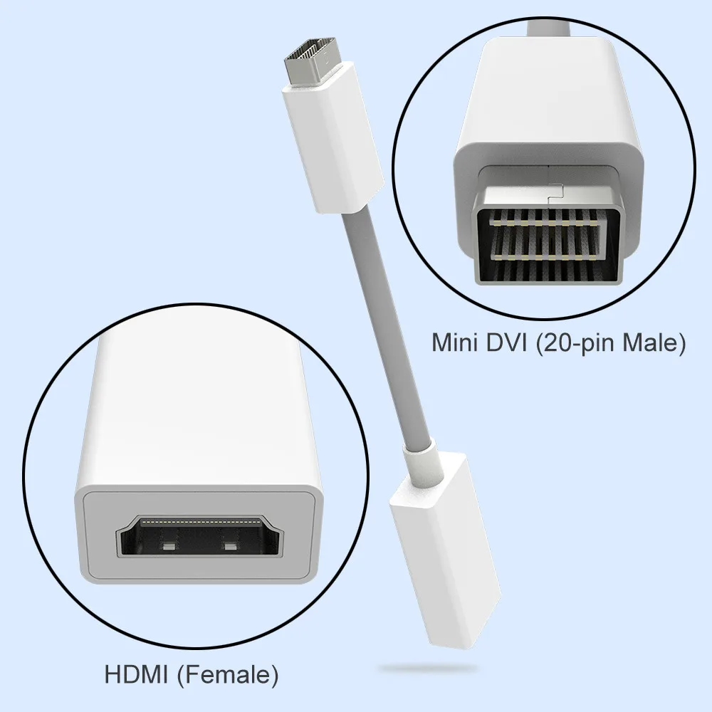 Robotsky Mini DVI Мужской к HDMI Женский Кабель монитор видео адаптер конвертер Kable Кабо шнур 1080P для Apple Mac Macbook
