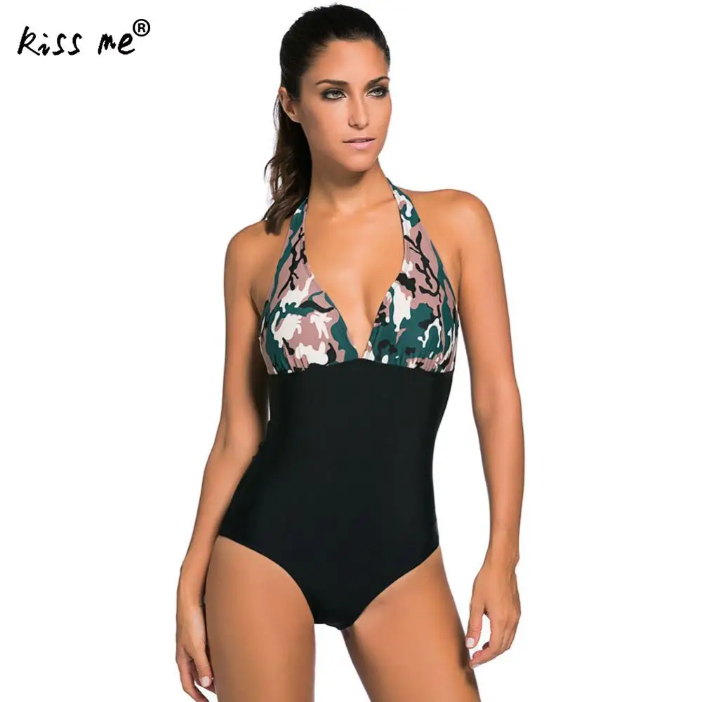 Холтер Высокая талия цельные костюмы 2018 большой Размеры Купальники Sexy спинки