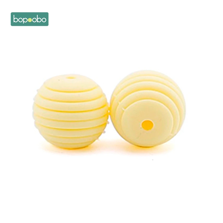 Yellow Bopoobo силиконовые спиральные бусины 20 шт 15 мм Силиконовая Круглая DIY аксессуары для кормящих ювелирных изделий сотовые бусины BPA Бесплатный Детский Прорезыватель - Цвет: Yellow