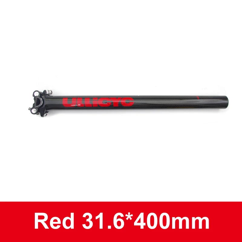 Red 31.6x400mm Ullicyc труба из углеродистого волокна 3K полностью карбоновый Подседельный штырь Красочный Горный/Шоссейный велосипед Подседельный штырь 27,2/30,8/31,6/33,9/34,9*350/400 мм - Цвет: Red 31.6x400mm