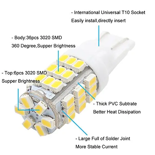 10 шт. T10 трейлер RV 921 192 1206 42 SMD 12 В Автомобильные задние светодиодные лампы заднего