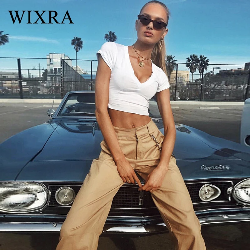 Wixra модная повседневная женская футболка с коротким рукавом и v-образным вырезом
