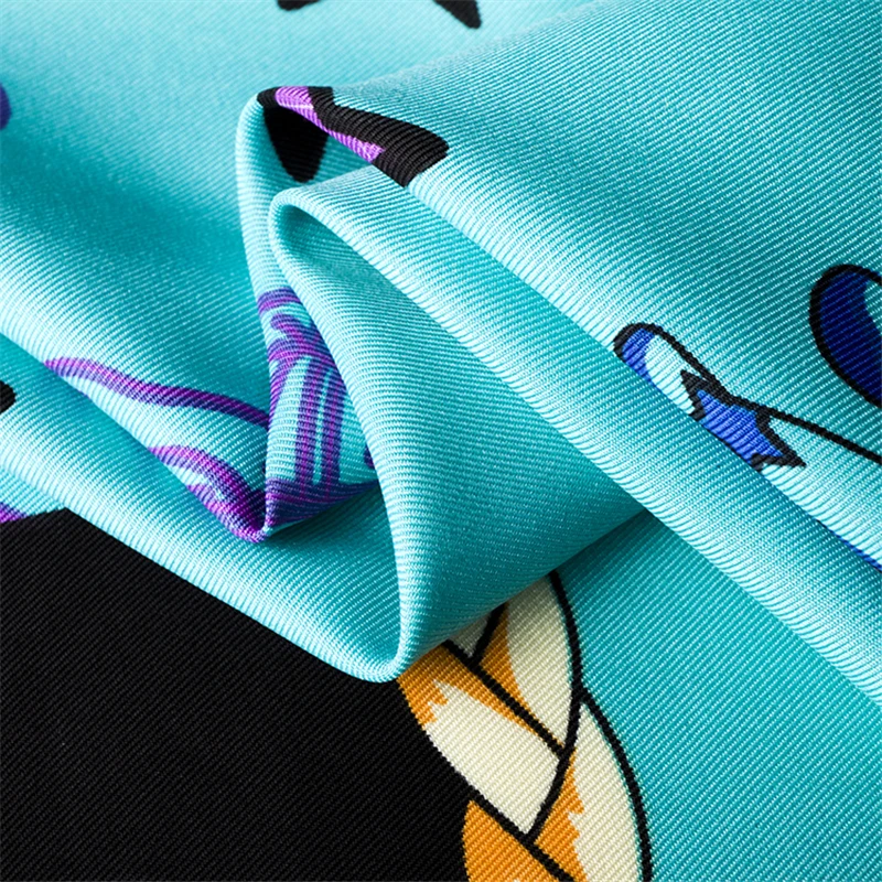 Саржевый Шелковый квадратный шарф Европейский флуоресцентный с принтом лошади и