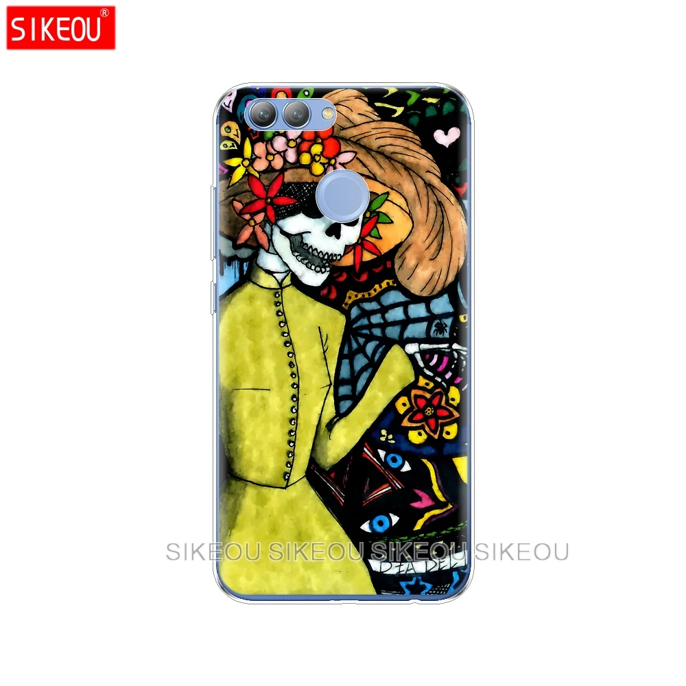 Silicone phone Cover Case for huawei Y3 Y6 Y5 2 II 2017 nova 3e 2s LITE plus soft tpu Cute Flower Skull coloured drawing |