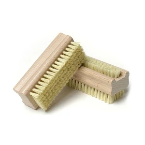 Wooden Handle Double Sided Natural Bristle Nail Brush Soft Remove Dust Nail Cleaning Tools Brush For