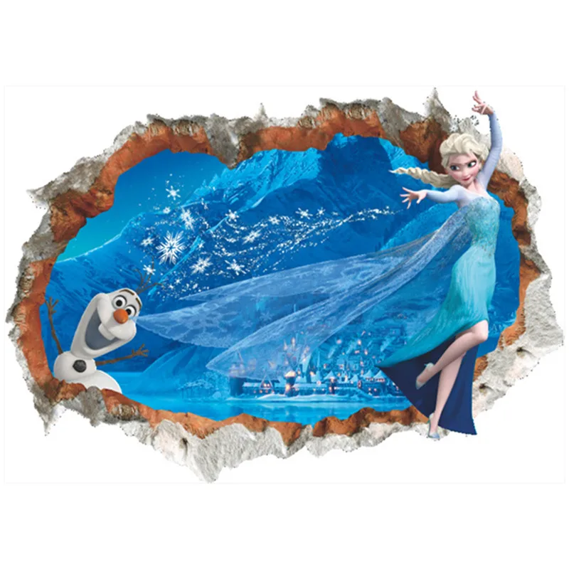 Постер принцессы Эльзы и Анны снеговик Олаф 3d сломанные виниловые настенные