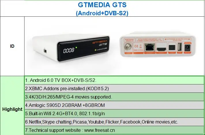 FREESAT GTS Android 6,0 4K ТВ Коробка комбо DVB-S2-цифра спутниковый телевизионный ресивер 1 год cccam подарок 2/8GB Amlogic S905D BT4.0 Декодер каналов кабельного телевидения IP ТВ