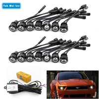 tak wai lee 14pcsset led drl daytime running light car styling eagle eye turn fog day lamp relay harness onoff with controller