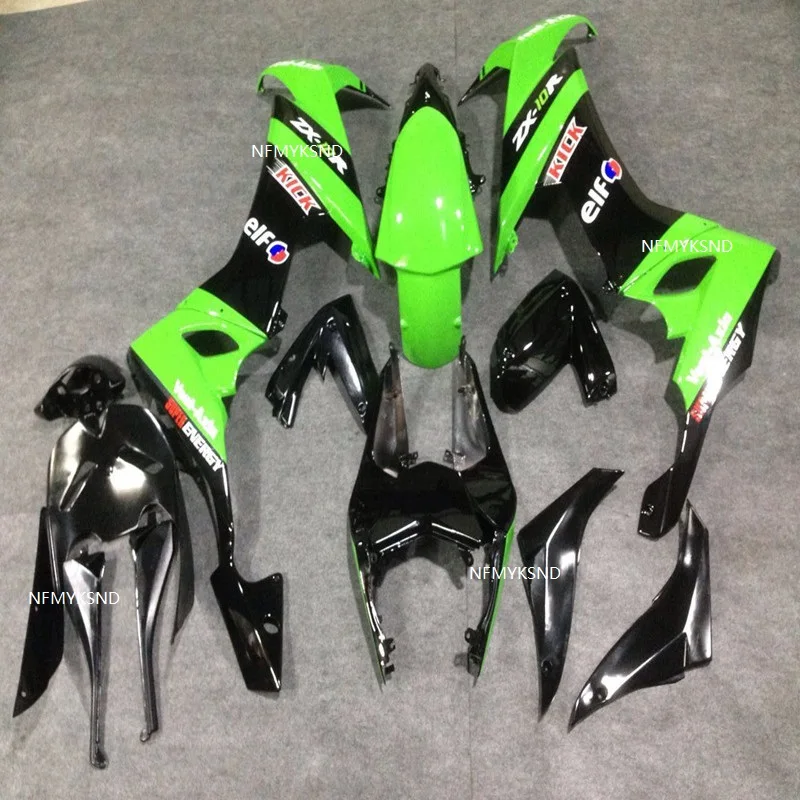 Высококачественный обтекатель для Kawasaki NINJA ZX10R 2008 2009 2010 зеленый черный кузова ZX 10R