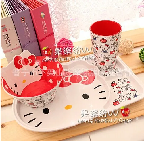 Новое поступление, детская посуда hello kitty с дизайном, Детская тарелка с персонажем, Детские Экологичные тарелки высокого качества