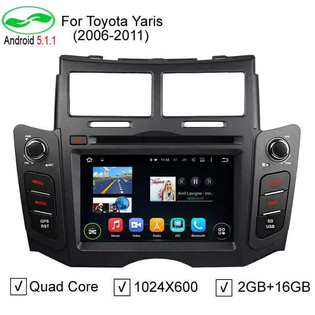 " автомобильный dvd-плеер на основе Android, wifi BT GPS, автомобильный ПК/мультимедиа аудио/радио/стерео для TOYOTA YARIS 2005 2006 2007 2008 2009 2010 2011