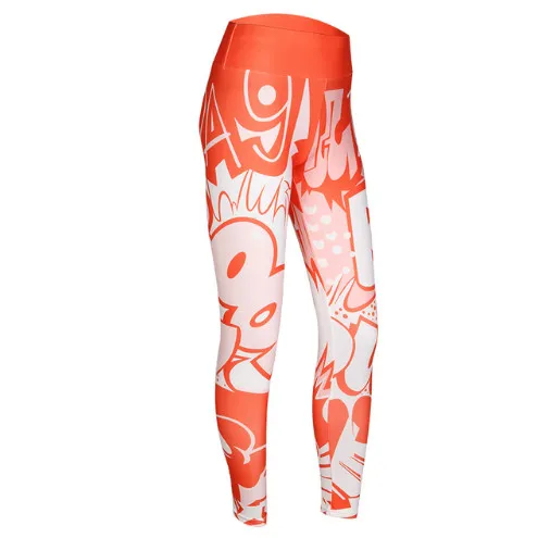 orange Женские леггинсы с рисунком из мультфильмов, не прозрачные леггинсы для тренировок, Утягивающие легинсы с высокой талией, женские леггинсы для фитнеса - Цвет: orange