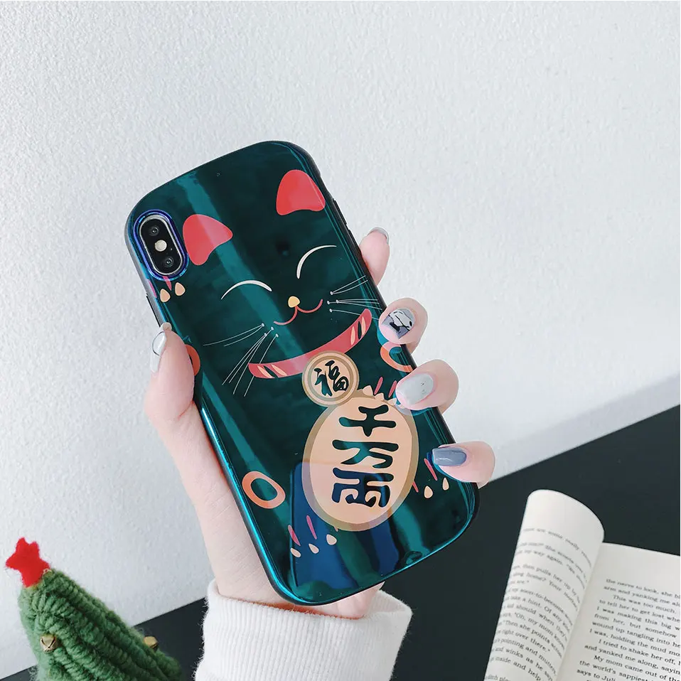 Cute Cat Pattern Back Covers For iPhone 6 6S 7 8 Plus FundasCoque X XS XR Max Tempered Glass Phone Cases Housing |