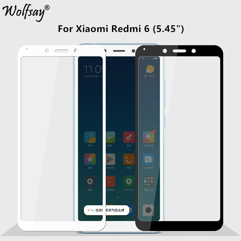 

Защитное стекло для Xiaomi Redmi 6, закаленное, с полным покрытием