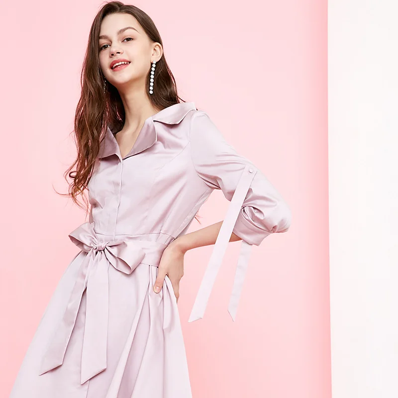 Vero Moda платье женское декоративные ленты 3/4 рукава однобортное платье-рубашка | 31837C508