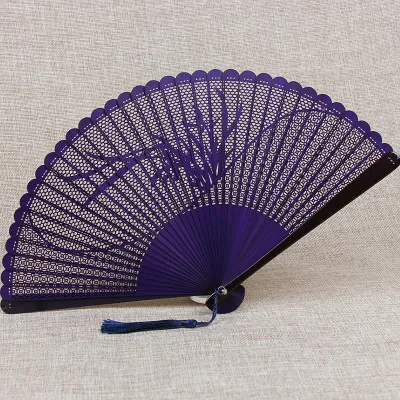 20cm purple orchid Китайский стиль Бамбуковый вентилятор классический мини ручной вентилятор выдолбленный Дамский подарок ручной работы винтажный Складной вентилятор для лета - Цвет: 20cm purple orchid