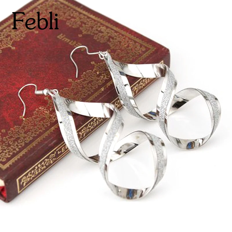 Febli Hot Sales Fashion Brand Earrings Gold Color Silver Punk Simple Generous Alloy Spiral Drop | Украшения и аксессуары