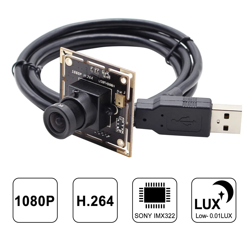 

Starlight 1080P USB Camera Module Board Low Illumination 0.01lux usb SONY IMX323 Sensor H.264 Webcam Module for Raspberry Pi