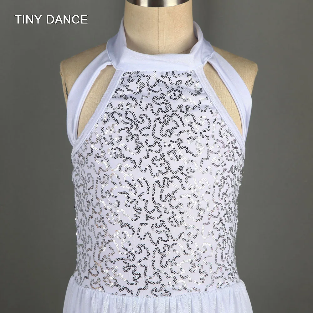 Белое платье с блестками и сеткой балетное для взрослых девочек лирическое
