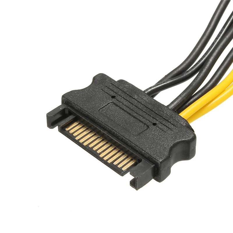5 шт./лот 15-контактный SATA штекер к 8-контактному (6 + 2) PCI-E кабель питания 20 см до