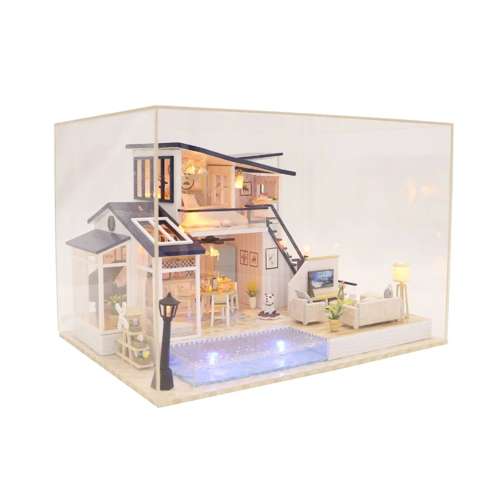 Кукольный дом деревянная мебель Diy миниатюрный дом собрать 3D Miniaturas кукольный домик головоломки наборы игрушки для детей подарок на день рождения