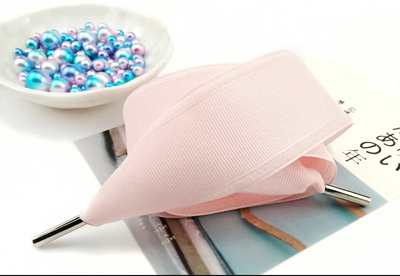Pink Эксклюзивные шнурки 5 цветов 4 см ширина 105 Длина бант ребра шнурки красивые кружевные широкие шнурки для отдыха Прямая поставка - Цвет: Pink