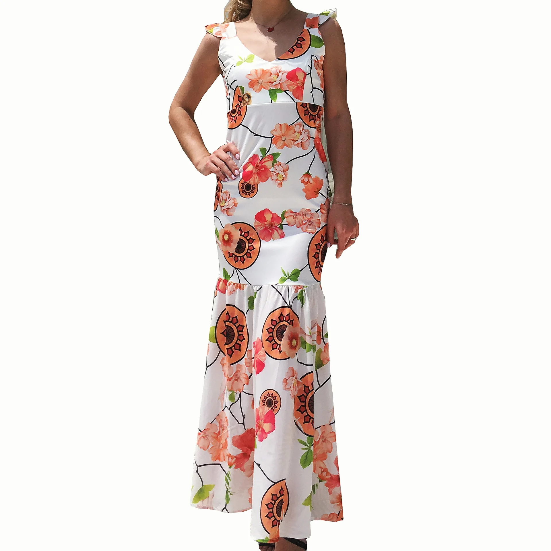 Сексуальное платье с v-образным вырезом и ажурным принтом вечернее элегантное