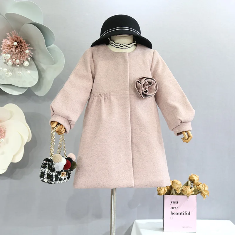 Осенне зимнее пальто для девочек 2018 г. Корейская версия милого шерстяного с