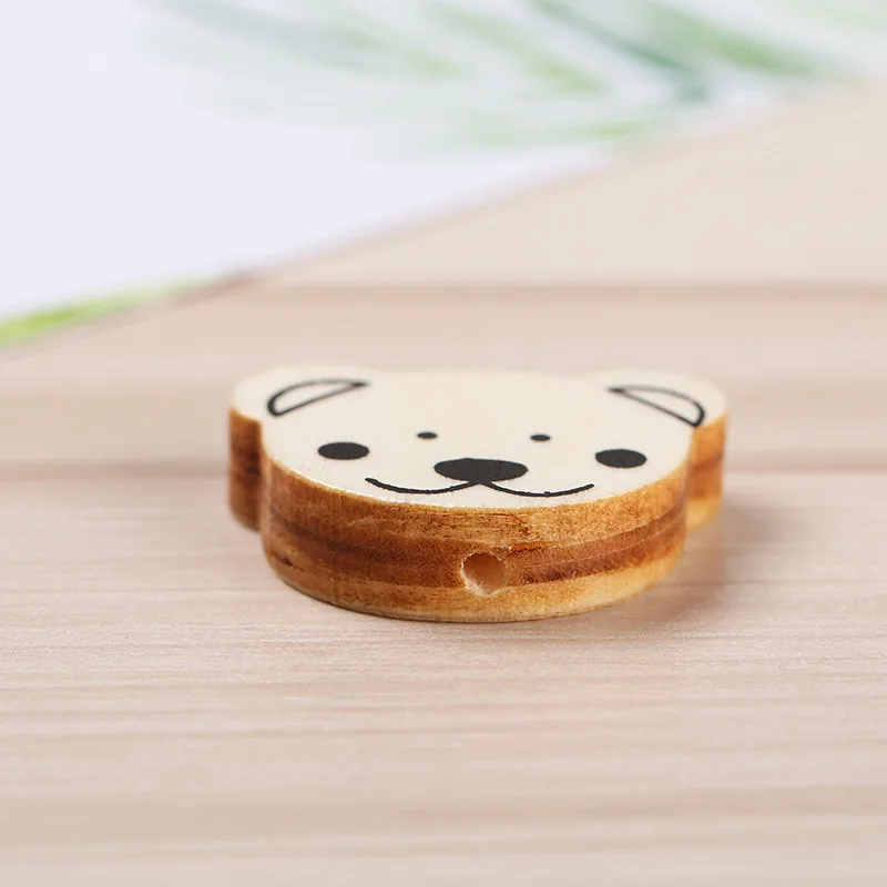 25 шт мультфильм Медведь бусины из натурального дерева Кнопки ручная работа