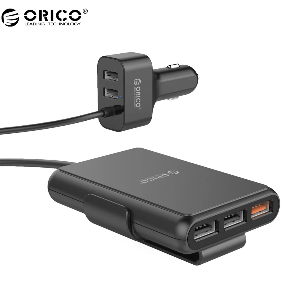 ORICO автомобильное зарядное устройство 5 портов QC3.0 USB Автомобильное зарядное устройство Универсальный USB быстрый адаптер 52 Вт для MPV автомобильных мобильных телефонов планшетных ПК 12 В/24 В - Тип штекера: Универсальный