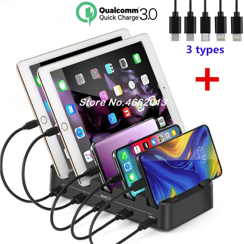Складной 5-портовый USB зарядное устройство кронштейн мульти-порт typec мобильный